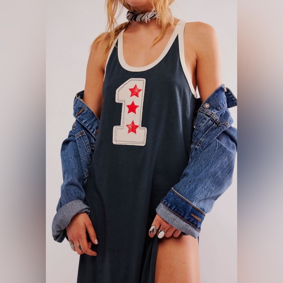 Free People x Daydreamer One Starry Maxi Muscle Tank size Med Vintage Black NWT - Picture 2 of 10